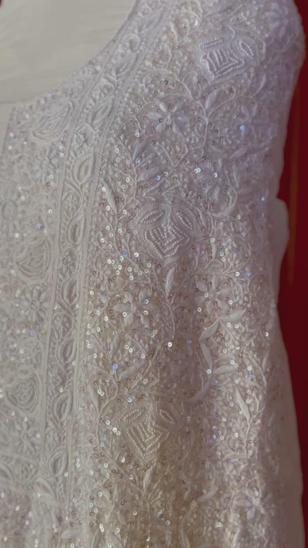 Suhaan Cream Chikankari pearl sequins work kurta and dupatta